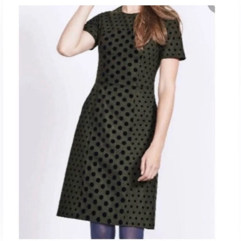 Boden Green and Black Polka Dot Dress